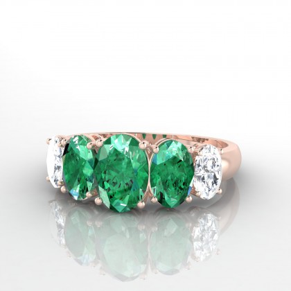 Tradition Bague Emeraude en Or rose 18k
