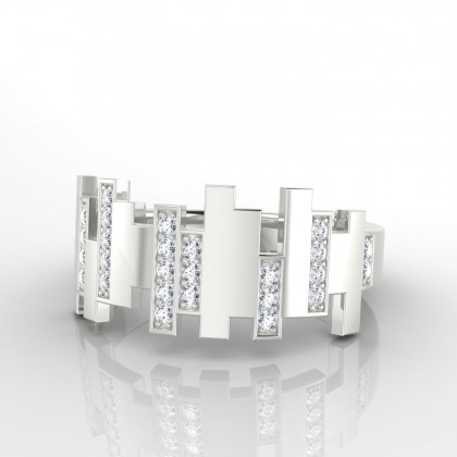Tribeca Bague Diamant en Argent 18k