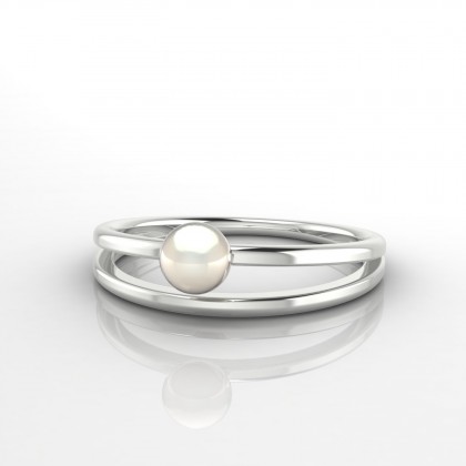 Turiana Bague Perle d'eau douce blanche en Argent 925