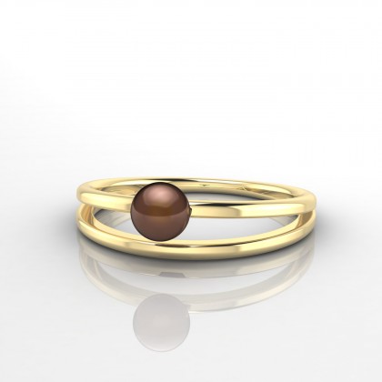 Turiana Bague Perle d'eau douce chocolat en Or jaune 18k