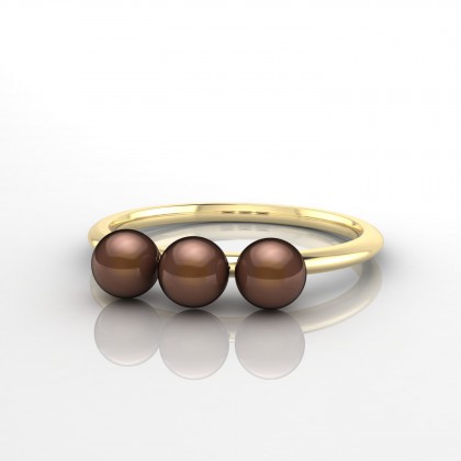 Vanina Bague Perle d'eau douce chocolat en Or jaune 18k