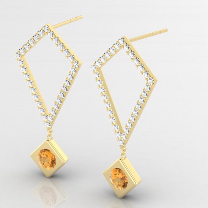 Abstraction Boucles d'oreilles Citrine en Or jaune 18k