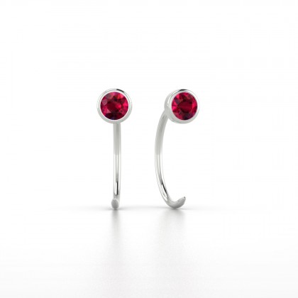 Achille Boucles d'oreilles Rubis en Or blanc 18k