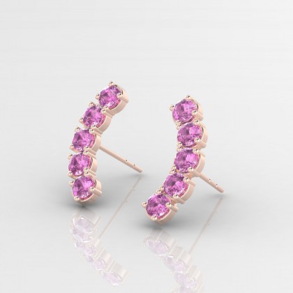 Agave Boucles d'oreilles Saphir rose en Or rose 18k