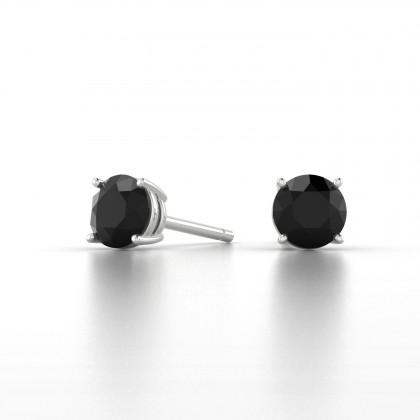 Annaëlle 1 Boucle d'oreille Diamant noir en Or blanc 18k