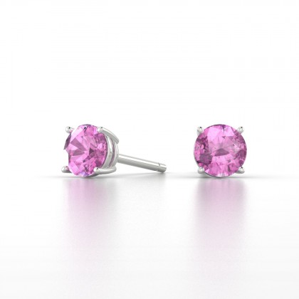 Annaëlle Boucles d'oreilles Saphir rose en Or blanc 18k