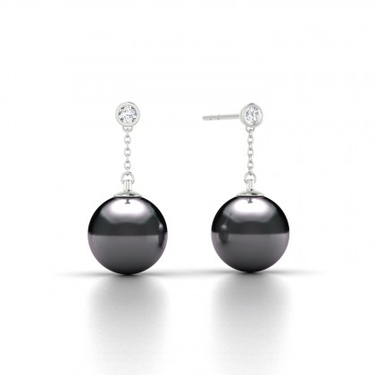 Anuata Boucles d'oreilles Perle d'eau douce Noire 8 à 9 mm en Argent 925