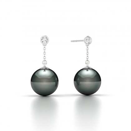 Anuata Boucles d'oreilles Perle de Tahiti en Argent 925
