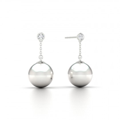 Anuata Boucles d'oreilles Perle d'eau douce Blanche 8 à 9 mm en Or blanc 18k