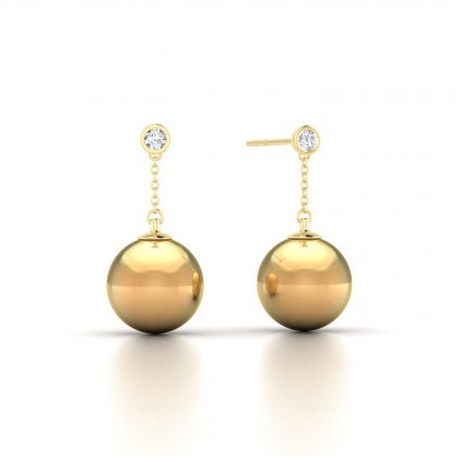 Anuata Boucles d'oreilles Perle d'eau douce Dorée 8 à 9 mm en Or jaune 18k