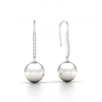 Apa Boucles d'oreilles Perle d'eau douce blanche en Or blanc 18k