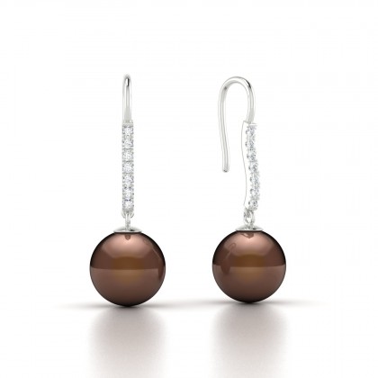 Apa Boucles d'oreilles Perle d'eau douce chocolat en Or blanc 18k