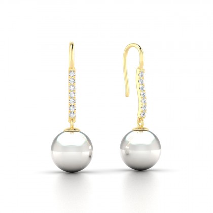Apa Boucles d'oreilles Perle d'eau douce blanche en Or jaune 18k