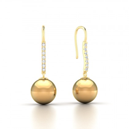 Apa Boucles d'oreilles Perle d'eau douce dorée en Or jaune 18k