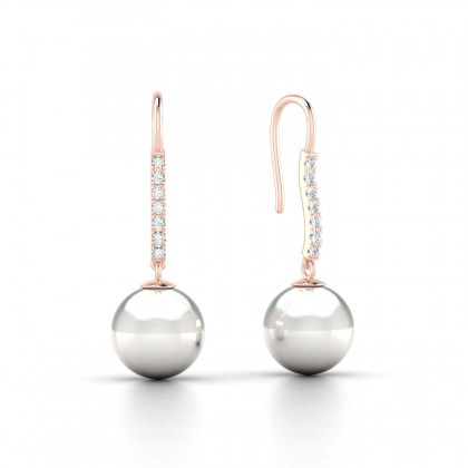 Apa Boucles d'oreilles Perle d'eau douce blanche en Or rose 18k
