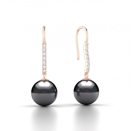 Apa Boucles d'oreilles Perle d'eau douce noire en Or rose 18k