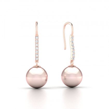 Apa Boucles d'oreilles Perle d'eau douce rose en Or rose 18k