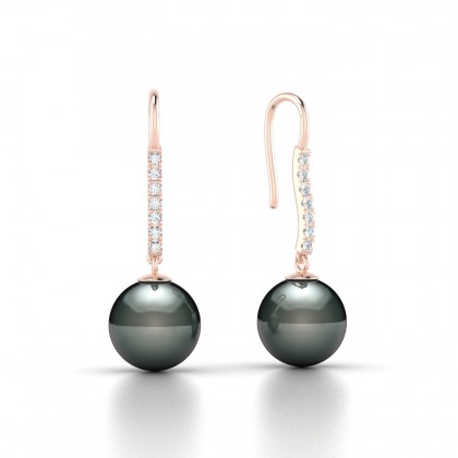 Apa Boucles d'oreilles Perle de Tahiti en Or rose 18k