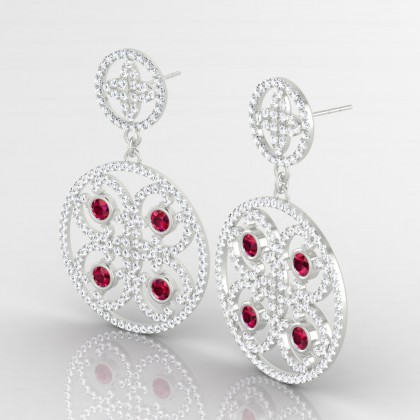 Arabesque Boucles d'oreilles Rubis en Argent 925