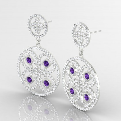Arabesque Boucles d'oreilles Améthyste en Or blanc 18k
