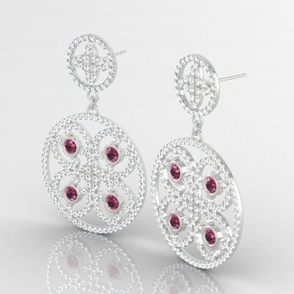 Arabesque Boucles d'oreilles Grenat en Or blanc 18k