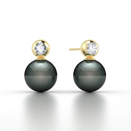 Aroha Boucles d'oreilles Perle de Tahiti en Or jaune 18k