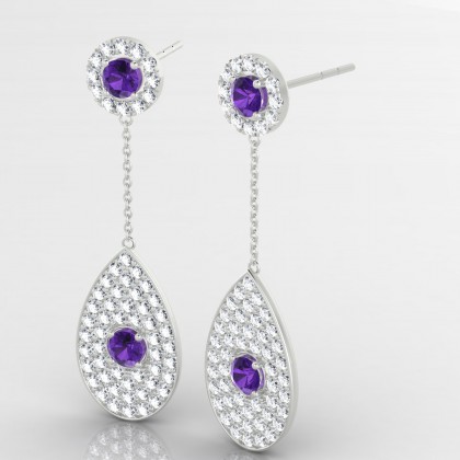 Bal de minuit Boucles d'oreilles Améthyste en Argent 925