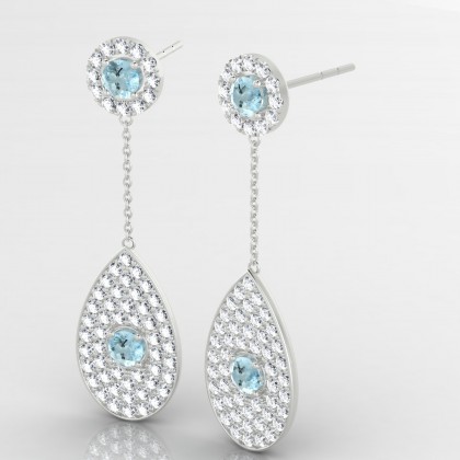 Bal de minuit Boucles d'oreilles Aigue-marine en Or blanc 18k