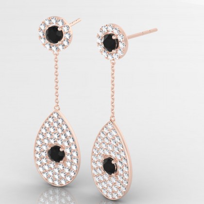 Bal de minuit Boucles d'oreilles Diamant noir en Or rose 18k