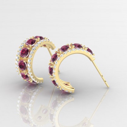 Barbarina Boucles d'oreilles Grenat en Or jaune 18k