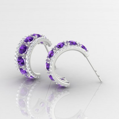 Barbarina Boucles d'oreilles Améthyste en Or blanc 18k