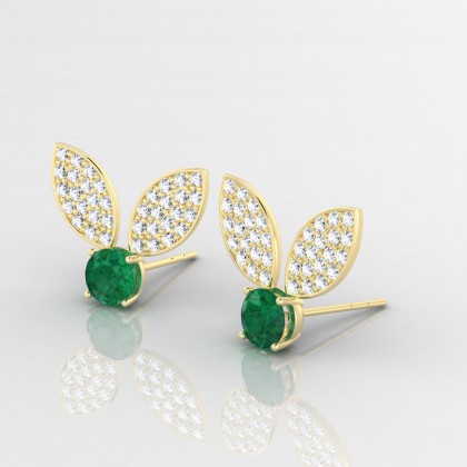 Bunny Boucles d'oreilles Emeraude en Or jaune 18k