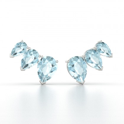 Calypso Boucles d'oreilles Aigue-marine en Or blanc 18k