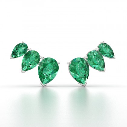 Calypso Boucles d'oreilles Emeraude en Or blanc 18k