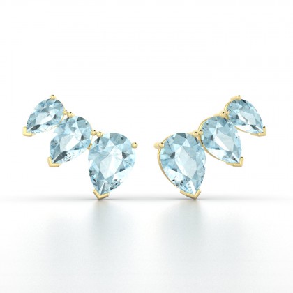 Calypso Boucles d'oreilles Aigue-marine en Or jaune 18k