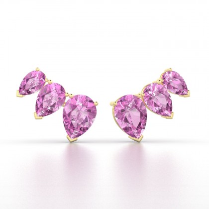 Calypso Boucles d'oreilles Saphir rose en Or jaune 18k