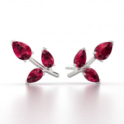 Chloris Boucles d'oreilles Rubis en Or blanc 18k