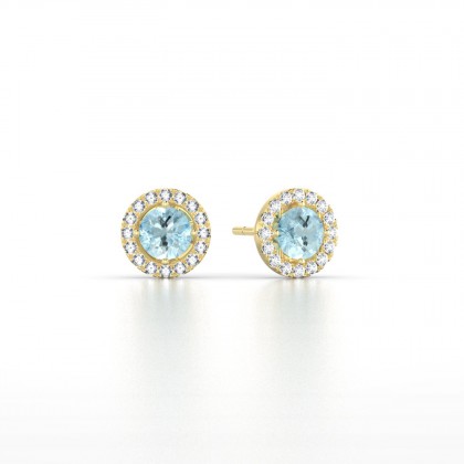 Cléa Boucles d'oreilles Aigue-marine en Or jaune 18k