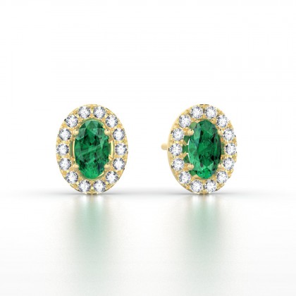 Clothilde Puce Boucles d'oreilles Emeraude en Or jaune 18k