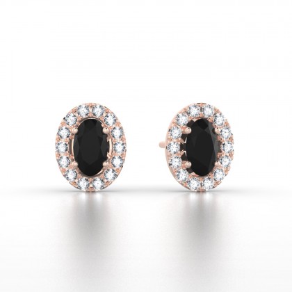 Clothilde Puce Boucles d'oreilles Diamant noir en Or rose 18k