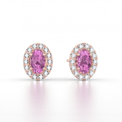 Clothilde Puce Boucles d'oreilles Saphir rose en Or rose 18k