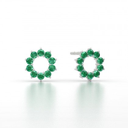 Dakota Boucles d'oreilles Emeraude 0,24 carat en Argent 925