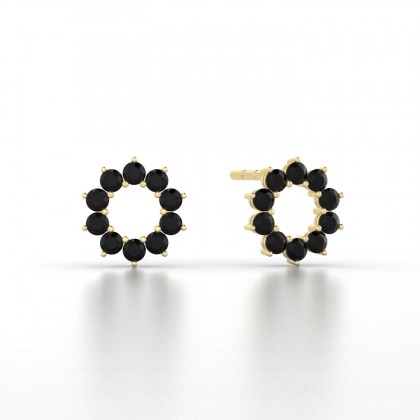 Dakota Boucles d'oreilles Diamant noir 0,30 carat en Or jaune 18k