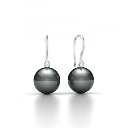 Enata Boucles d'oreilles Perle de Tahiti 8 à 9 mm en Argent 925