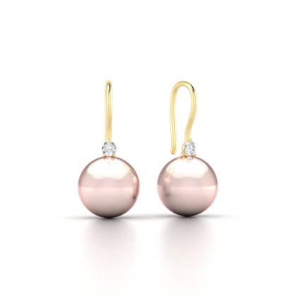 Enata Boucles d'oreilles Perle d'eau douce Rose 8 à 9 mm en Or jaune 18k
