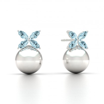 Eulasis Boucles d'oreilles Aigue-marine en Argent 925