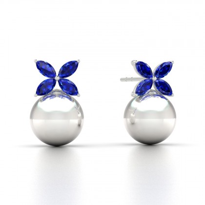 Eulasis Boucles d'oreilles Saphir en Or blanc 18k