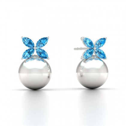 Eulasis Boucles d'oreilles Topaze en Or blanc 18k