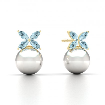 Eulasis Boucles d'oreilles Aigue-marine en Or jaune 18k