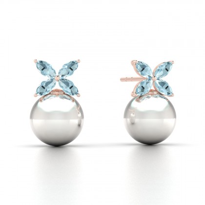 Eulasis Boucles d'oreilles Aigue-marine en Or rose 18k
